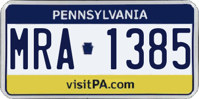 PA license plate MRA1385