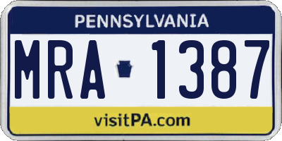 PA license plate MRA1387