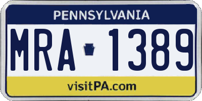 PA license plate MRA1389