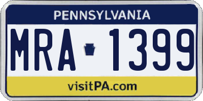 PA license plate MRA1399