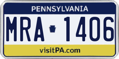 PA license plate MRA1406