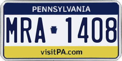 PA license plate MRA1408