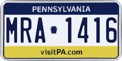 PA license plate MRA1416