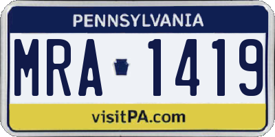 PA license plate MRA1419