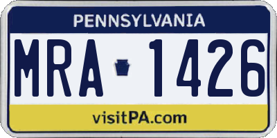 PA license plate MRA1426