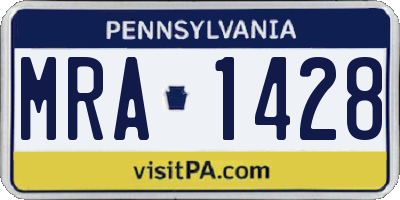 PA license plate MRA1428
