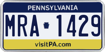 PA license plate MRA1429