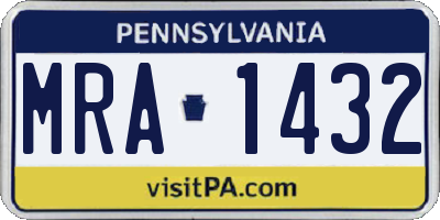 PA license plate MRA1432