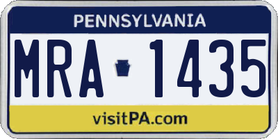 PA license plate MRA1435