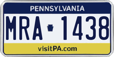 PA license plate MRA1438