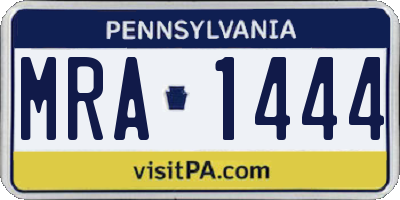 PA license plate MRA1444