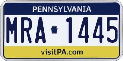 PA license plate MRA1445