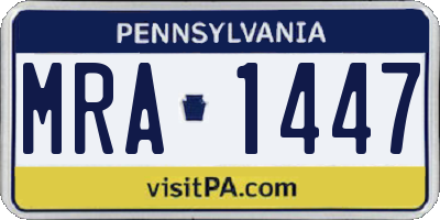PA license plate MRA1447