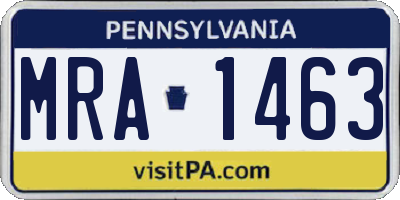 PA license plate MRA1463