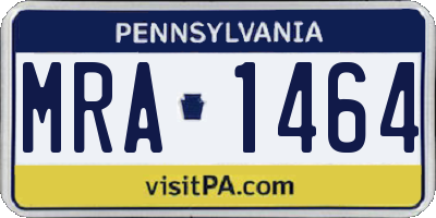 PA license plate MRA1464