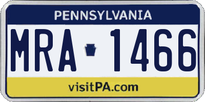 PA license plate MRA1466