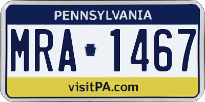 PA license plate MRA1467