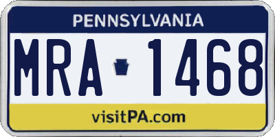 PA license plate MRA1468