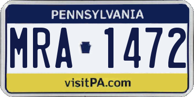 PA license plate MRA1472