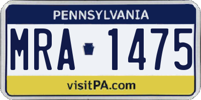 PA license plate MRA1475