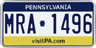 PA license plate MRA1496
