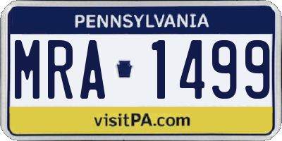PA license plate MRA1499