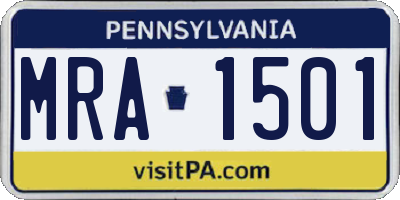 PA license plate MRA1501