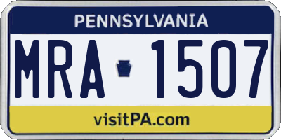 PA license plate MRA1507
