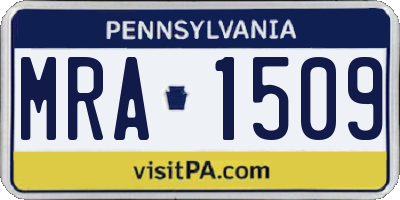 PA license plate MRA1509