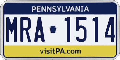 PA license plate MRA1514