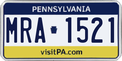 PA license plate MRA1521