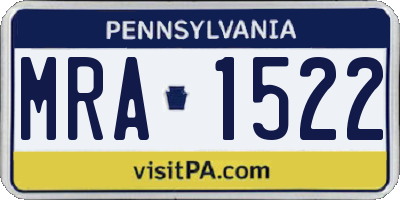 PA license plate MRA1522