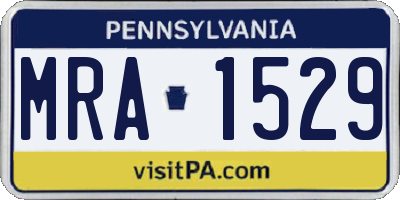 PA license plate MRA1529