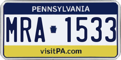 PA license plate MRA1533