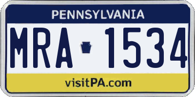 PA license plate MRA1534