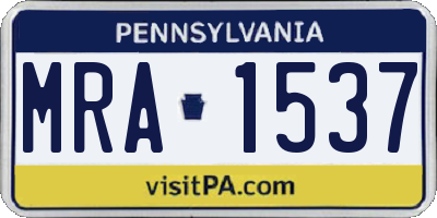 PA license plate MRA1537