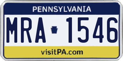 PA license plate MRA1546