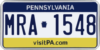 PA license plate MRA1548