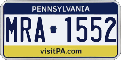 PA license plate MRA1552