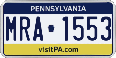 PA license plate MRA1553