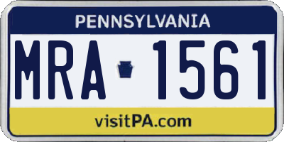 PA license plate MRA1561
