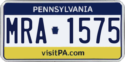 PA license plate MRA1575