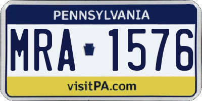PA license plate MRA1576