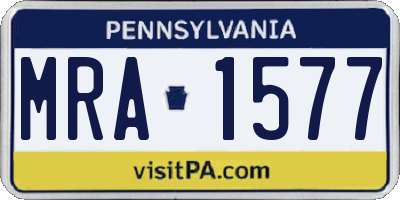 PA license plate MRA1577