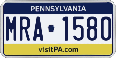 PA license plate MRA1580