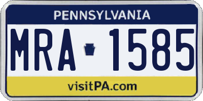 PA license plate MRA1585