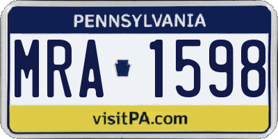 PA license plate MRA1598