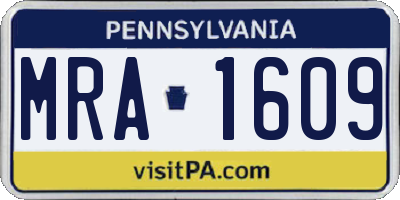 PA license plate MRA1609