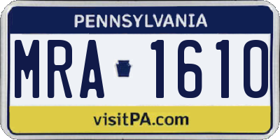 PA license plate MRA1610
