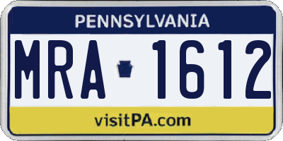 PA license plate MRA1612
